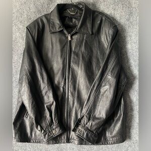 Vintage Tanners Avenue  Black 100% Genuine Leather Jacket Motorcycle Biker  Xl